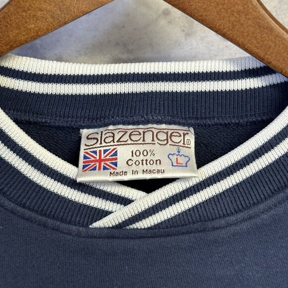 Vintage Salzenger Sweatshirt Mens Large Embossed Logo Blue - Picture 4 of 8